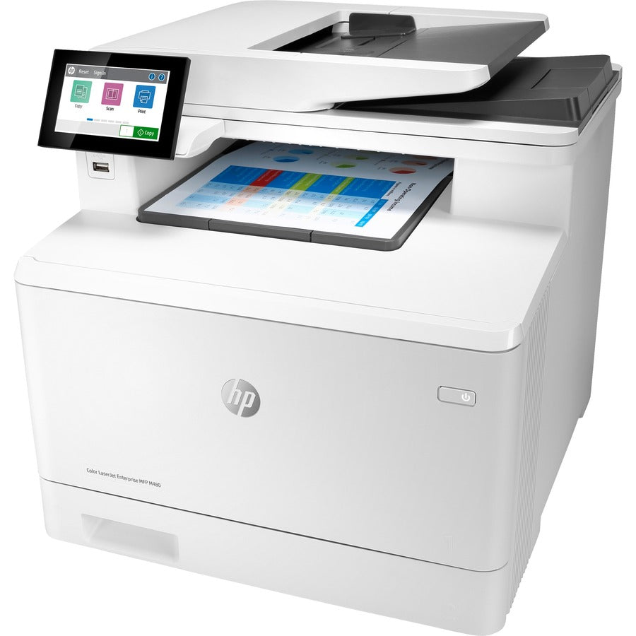 HP LaserJet Enterprise M480f Laser Multifunction Printer - Color - Copier/Fax/Printer/Scanner - 27 ppm Mono/27 ppm Color Print - 600 x 600 dpi Print - Automatic Duplex Print - Up to 55000 Pages Monthly - 300 sheets Input - Color Scanner - 600 dpi Optic...