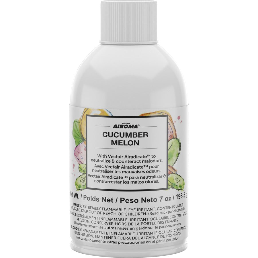 Vectair Systems Airoma Dispenser Fragrance Refill - Aerosol - 6000 ft� - Cucumber & Melon - 60 Day - Odor Neutralizer - 12 / Carton