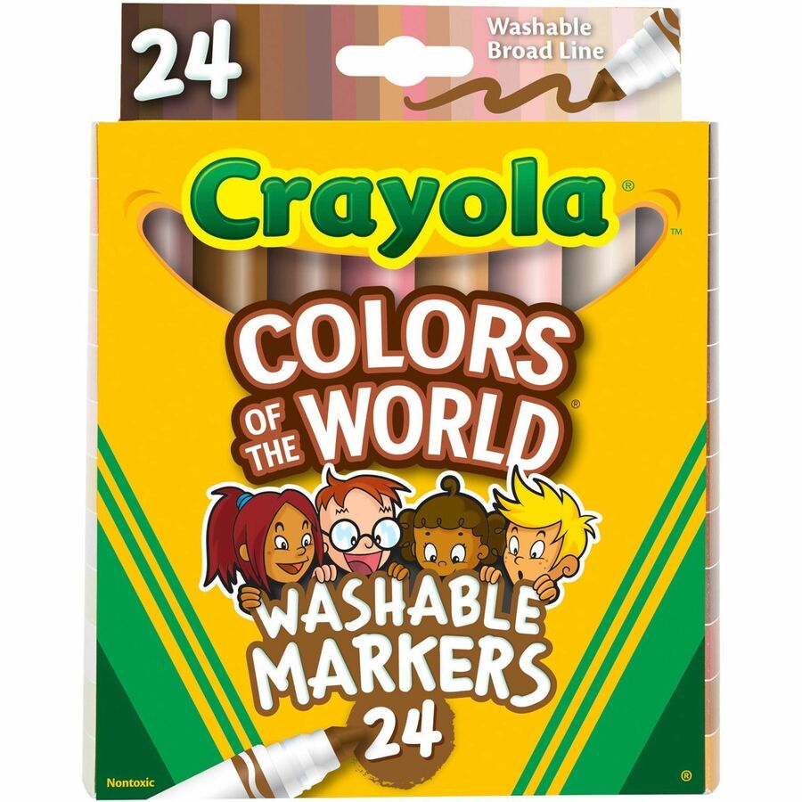 Crayola Colors Of The World Marker - Washable - Deepest Almond, Medium Golden, Light Rose Ink - 24 / Pack