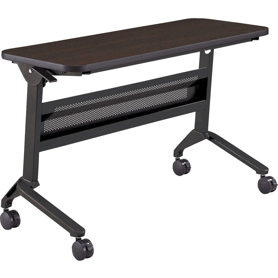 Safco Flip-N-Go Rectangular Training Table - Mocha Rectangle Top - Black Base - 150 lb Capacity - 48" Table Top Width x 18" Table Top Depth x 1.20" Table Top Thickness - 29" Height - Training Room - Assembly Required - Low Pressure Laminate (LPL) Top M...