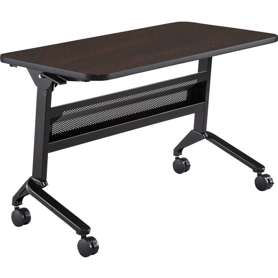Safco Flip-N-Go Rectangular Training Table - Mocha Rectangle Top - Black Base - 150 lb Capacity - 48" Table Top Width x 24" Table Top Depth x 1.20" Table Top Thickness - 29" Height - Training Room - Assembly Required - Low Pressure Laminate (LPL) Top M...
