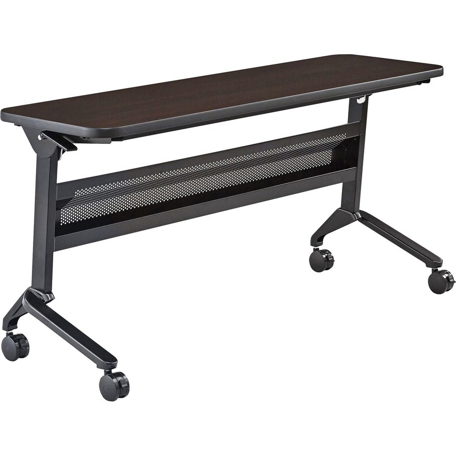 Safco Flip-N-Go Rectangular Training Table - Mocha Rectangle Top - Black Base - 150 lb Capacity - 60" Table Top Width x 18" Table Top Depth x 1.20" Table Top Thickness - 29" Height - Training Room - Assembly Required - Low Pressure Laminate (LPL) Top M...