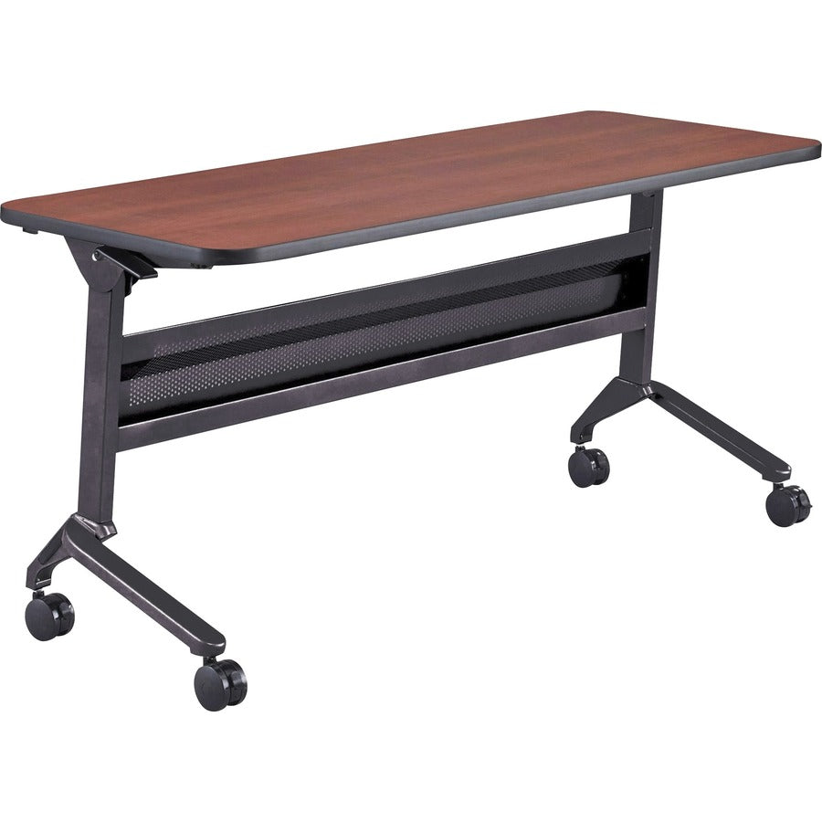 Safco Flip-N-Go Rectangular Training Table - Biltmore Cherry Rectangle Top - Black Base - 150 lb Capacity - 60" Table Top Width x 24" Table Top Depth x 1.20" Table Top Thickness - 29" Height - Training Room - Assembly Required - Low Pressure Laminate (...