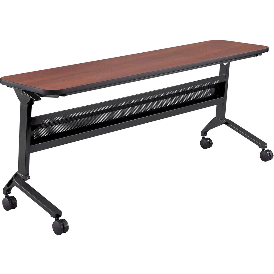 Safco Flip-N-Go Rectangular Training Table - Biltmore Cherry Rectangle Top - Black Base - 150 lb Capacity - 72" Table Top Width x 18" Table Top Depth x 1.20" Table Top Thickness - 29" Height - Training Room - Assembly Required - Low Pressure Laminate (...