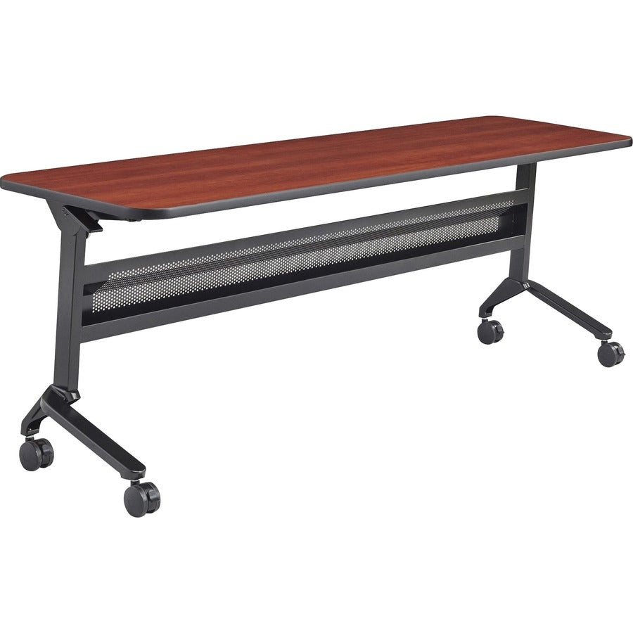 Safco Flip-N-Go Rectangular Training Table - Biltmore Cherry Rectangle Top - Black Base - 150 lb Capacity - 72" Table Top Width x 24" Table Top Depth x 1.20" Table Top Thickness - 29" Height - Training Room - Assembly Required - Low Pressure Laminate (...