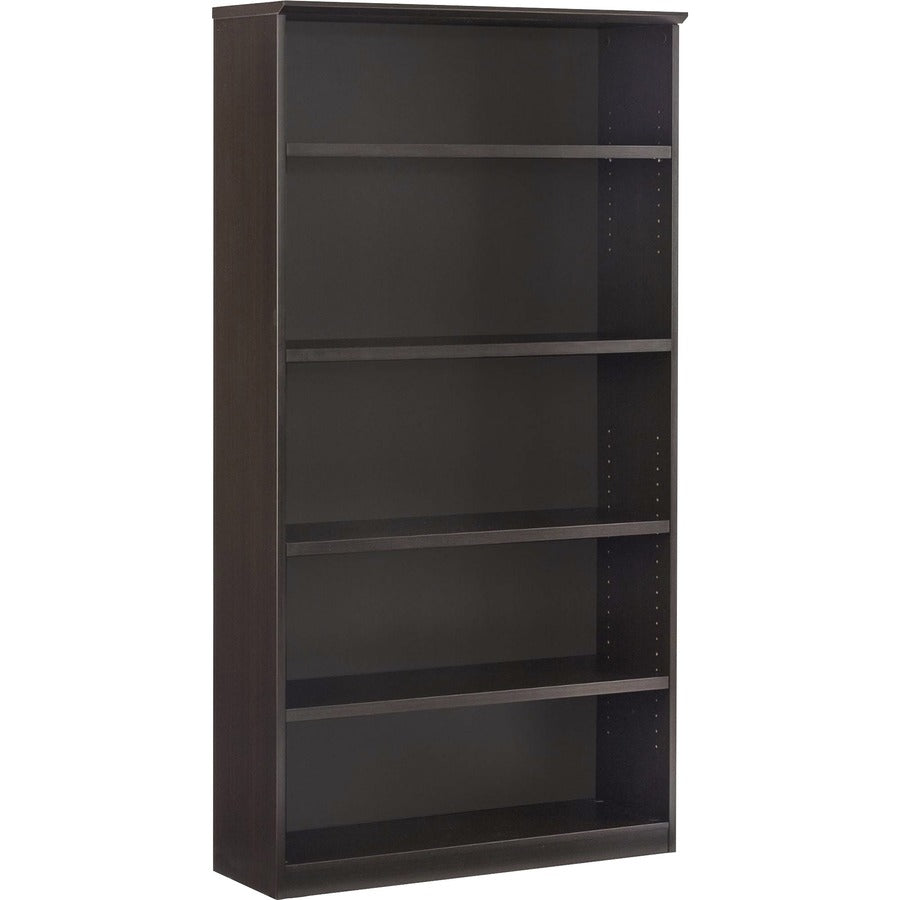 Safco Medina Mocha Laminate Office Unit - 1" Thickness Shelf, 68" Height x 36" Width x 13" Depth Bookshelf - 5 Shelve(s) - Beveled Edge - Material: Medium Density Fiberboard (MDF) - Finish: Mocha Laminate - Durable, Ergonomic - For Office, Home - 1 Each