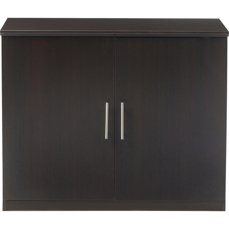 Safco Medina Mocha Laminate Office Unit - 1" Thickness Work Surface, 29.5" Height x 36" Width x 20" Depth Return, 0" Thickness Table Top, 26.3" Height x 17.8" Width1" Thickness Door - 2 Door(s) - 1 Adjustable Shelf(ves) - Beveled Edge - Material: Mediu...