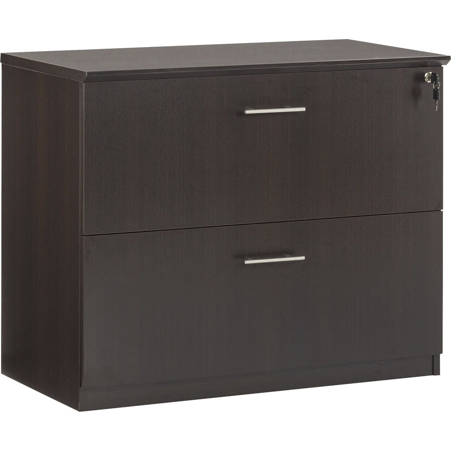 Safco Medina Mocha Laminate Office Unit - 1" Thickness Work Surface, 29.5" Height x 36" Width x 20" Depth Lateral File, 0" Thickness Table Top, 9.1" Height11.9" Depth Drawer - Beveled Edge - Material: Medium Density Fiberboard (MDF) - Finish: Mocha Lam...