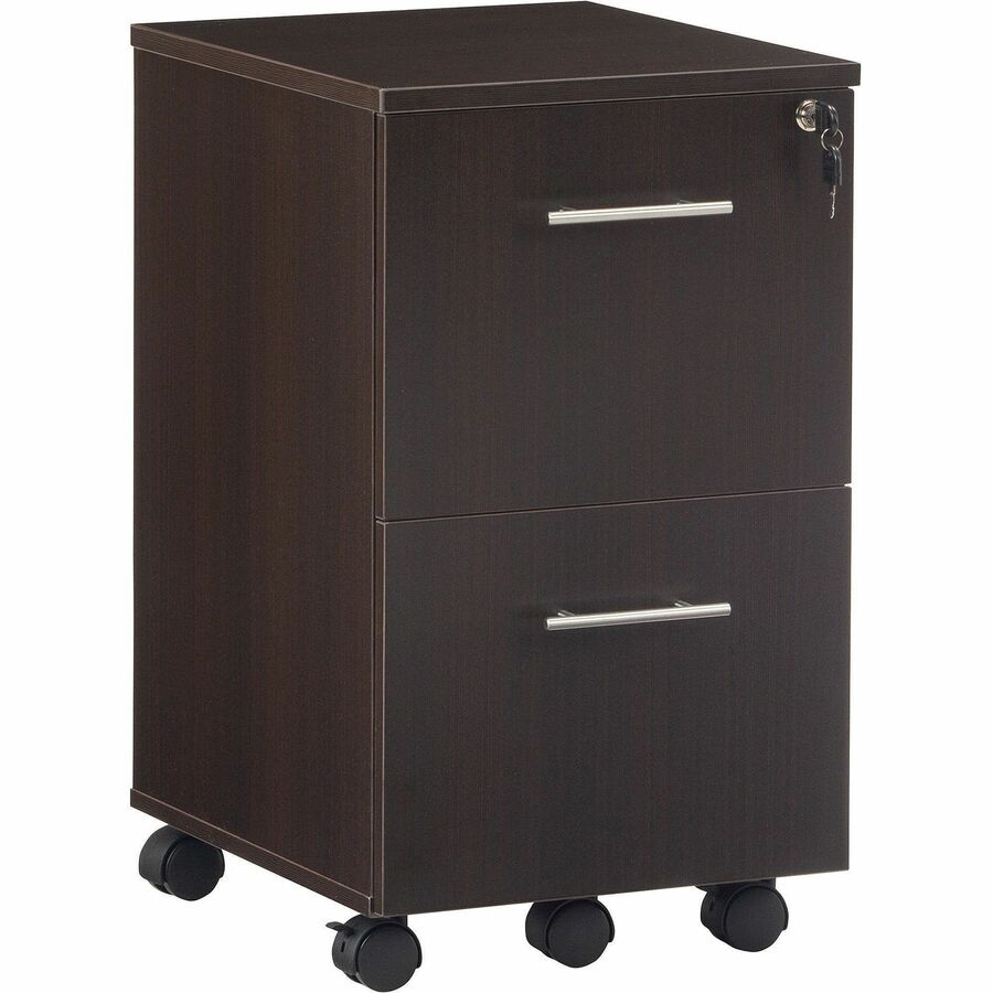 Safco Medina Laminate Mobile File/File Pedestal - 26.8" Height x 15.5" Width x 18" Depth - Total Drawer(s): 2 - Single Pedestal - Beveled Edge - Material: Medium Density Fiberboard (MDF), Laminate - Finish: Mocha - 1 Each