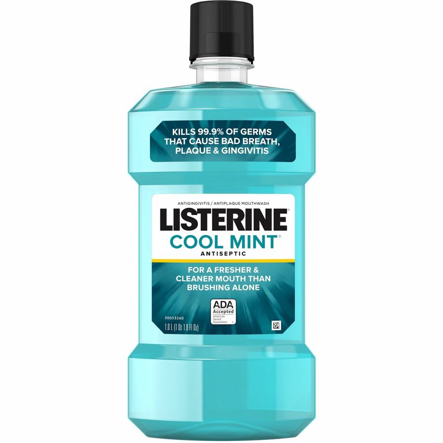 LISTERINE®, Cool Mint Antiseptic Mouthwash - For Bad Breath, Cleaning - Cool Mint - 1.06 quart - 1 Each