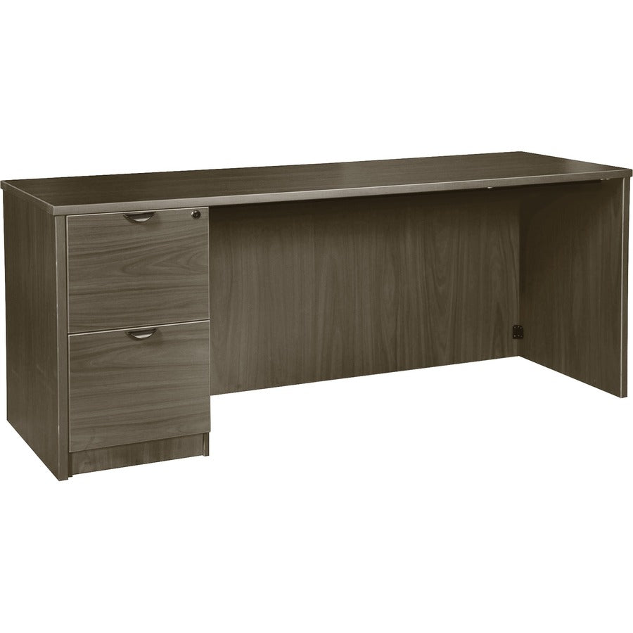 Lorell Prominence 2.0 Left-Pedestal Credenza - Rectangle - 29" Height x 66" Width x 24" Depth, 1" Thickness Top - Total Drawer(s): 2 - Single Pedestal on Left Side - Band Edge - Material: Particleboard - Finish: Thermofused Melamine (TFM) - Grommet, Ma...