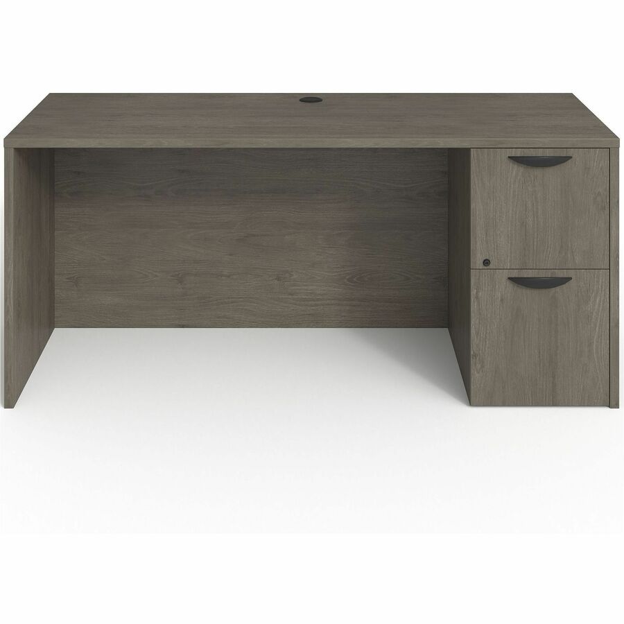 Lorell Prominence 2.0 Right-Pedestal Credenza - Rectangle - 29" Height x 66" Width x 24" Depth, 1" Thickness Top - Total Drawer(s): 2 - Single Pedestal on Right Side - Band Edge - Material: Particleboard - Finish: Thermofused Melamine (TFM) - Grommet...