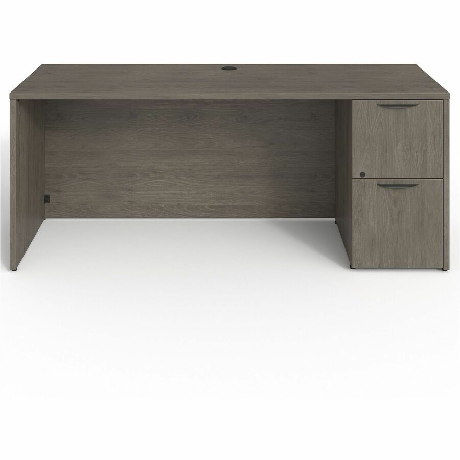 Lorell Prominence 2.0 Right-Pedestal Credenza - Rectangle - 29" Height x 72" Width x 24" Depth, 1" Thickness Top - Total Drawer(s): 2 - Single Pedestal on Right Side - Band Edge - Material: Particleboard - Finish: Thermofused Melamine (TFM) - Grommet...
