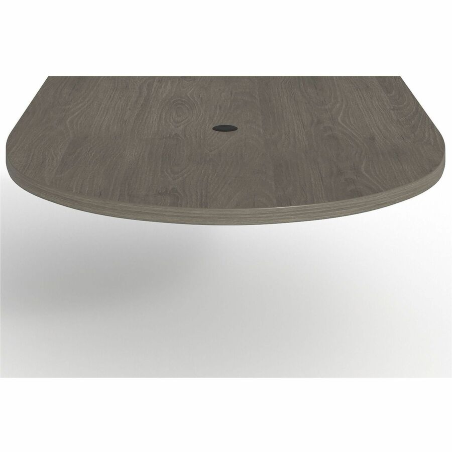 Lorell Prominence 2.0 Half-Racetrack Conference Tabletop - Half Racetrack - 60" Width x 48" Depth x 1.5" Thickness - Band Edge - Material: Particleboard - Finish: Laminate, Gray Elm - Grommet, Cord Management, Durable, Mar Resistant, Burn Resistant, Im...