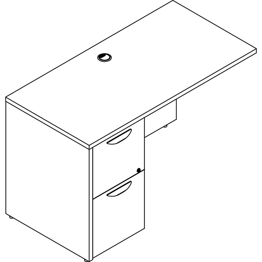 Lorell Prominence 2.0 Left Return - Rectangle - 29" Height x 48" Width x 24" Depth, 1" Thickness Top - Total Drawer(s): 2 - Band Edge - Material: Particleboard - Finish: Gray Elm, Thermofused Melamine (TFM), Laminate - Durable, Mar Resistant, Burn Resi...