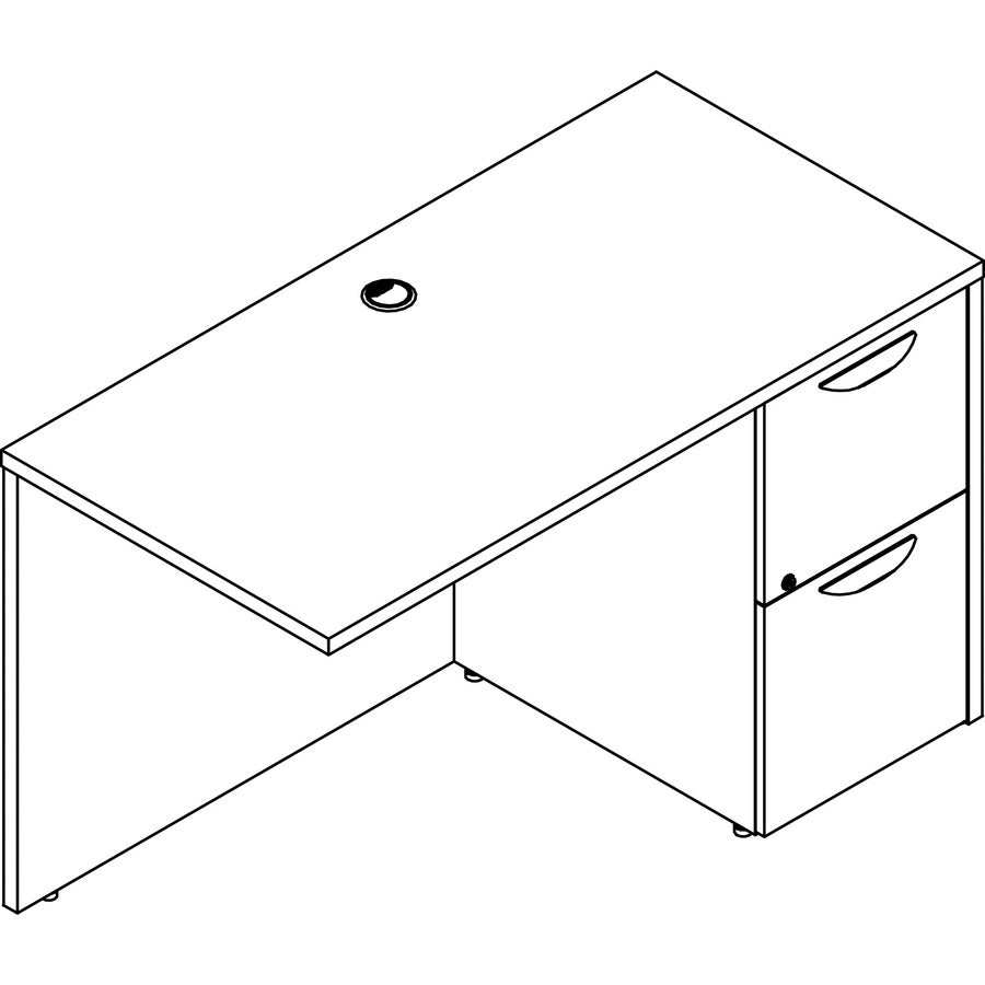 Lorell Prominence 2.0 Right Return - Rectangle - 29" Height x 48" Width x 24" Depth, 1" Thickness Top - Total Drawer(s): 2Right Side - Material: Particleboard, Thermofused Melamine (TFM) - Finish: Gray Elm - Durable, Mar Resistant, Laminated, Burn Resi...