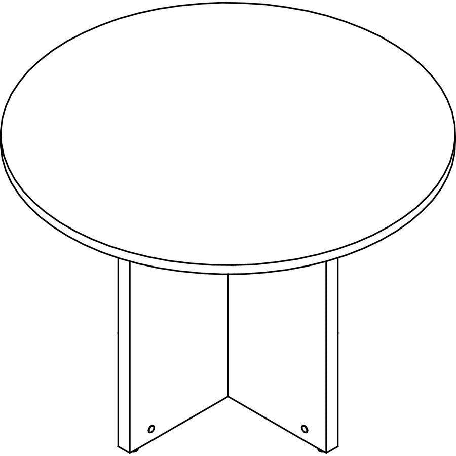 Lorell Prominence 2.0 Round Laminate Conference Table - Round - 29" Height42" Diameter, 1" Thickness Top - Material: Particleboard - Finish: Gray Elm - Durable, Laminated, Mar Resistant, Burn Resistant, Impact Resistant, Edge Banding, Adjustable Glide...