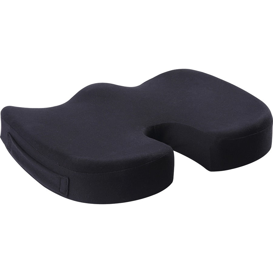 Lorell Butterfly-Shaped Seat Cushion - 17.50" x 15.50" - Fabric, Memory Foam, Silicone - Butterfly - Comfortable, Ergonomic Design, Durable, Machine Washable, Zippered, Anti-slip - Black - 1 Each