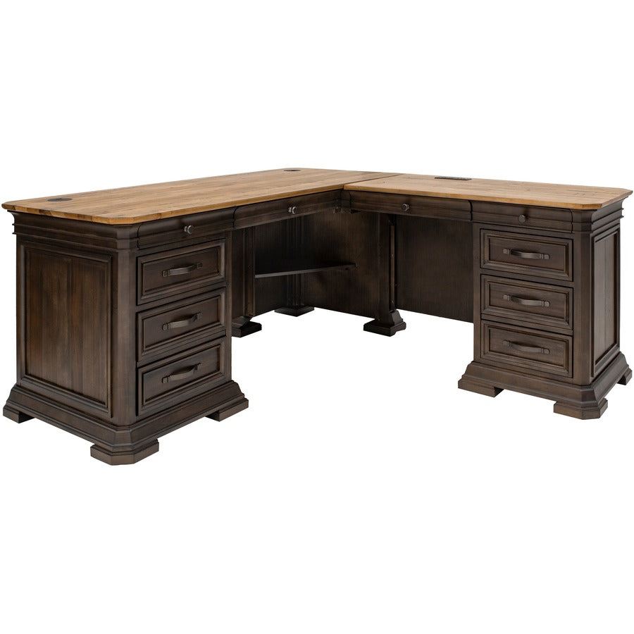 Martin Sonoma Desk - L-shaped - Total Drawer(s): 6 - Finish: Dark Roast - 1 Each