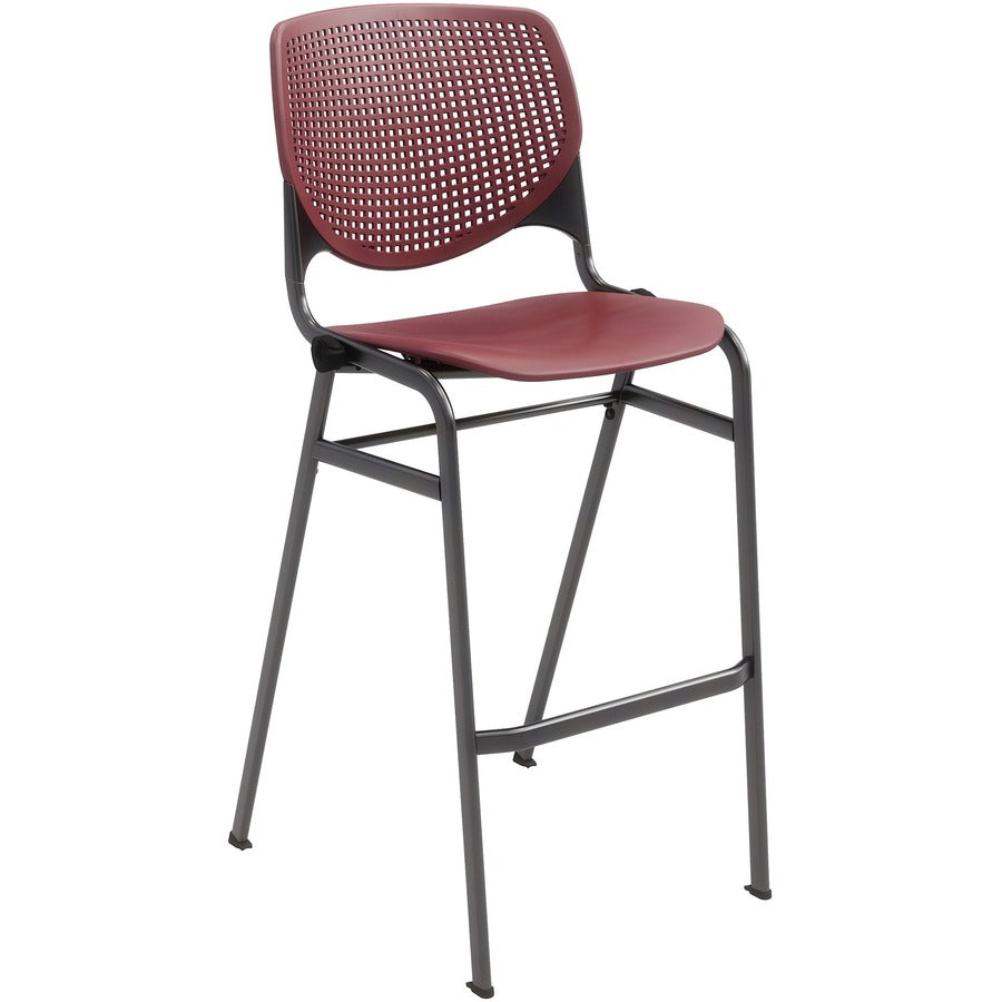 KFI Barstool Chair - Burgundy Seat Color - Polypropylene Seat Material - Burgundy Back Color - Aluminum Alloy, Polypropylene Back Material - Powder Coated Black Frame Color - Steel Frame Material - Four-legged Base - 1 Each