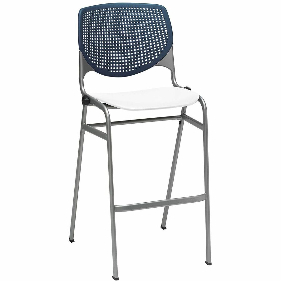 KFI Barstool Chair - Navy, White - 1 Each