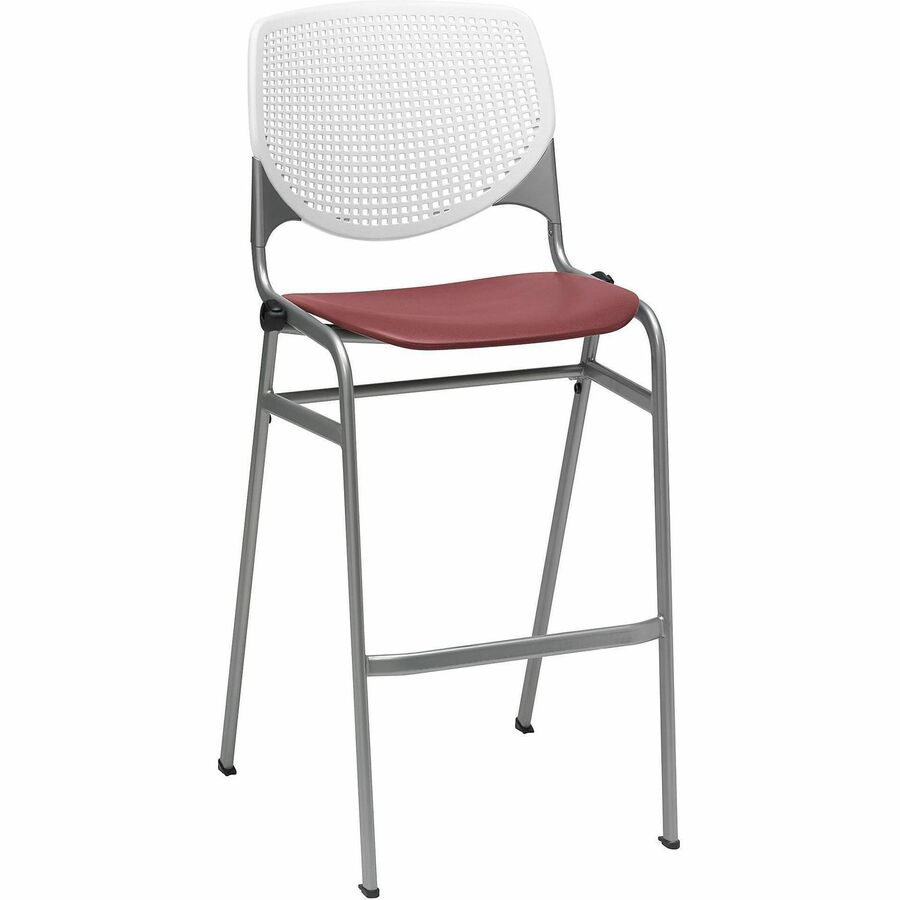 KFI Barstool Chair - White, Burgundy - 1 Each