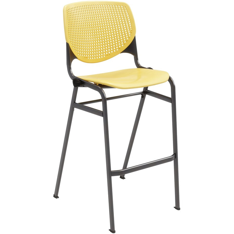 KFI Barstool Chair - Yellow Seat Color - Polypropylene Seat Material - Yellow Back Color - Aluminum Alloy, Polypropylene Back Material - Black Frame Color - Steel Frame Material - Four-legged Base - 1 Each