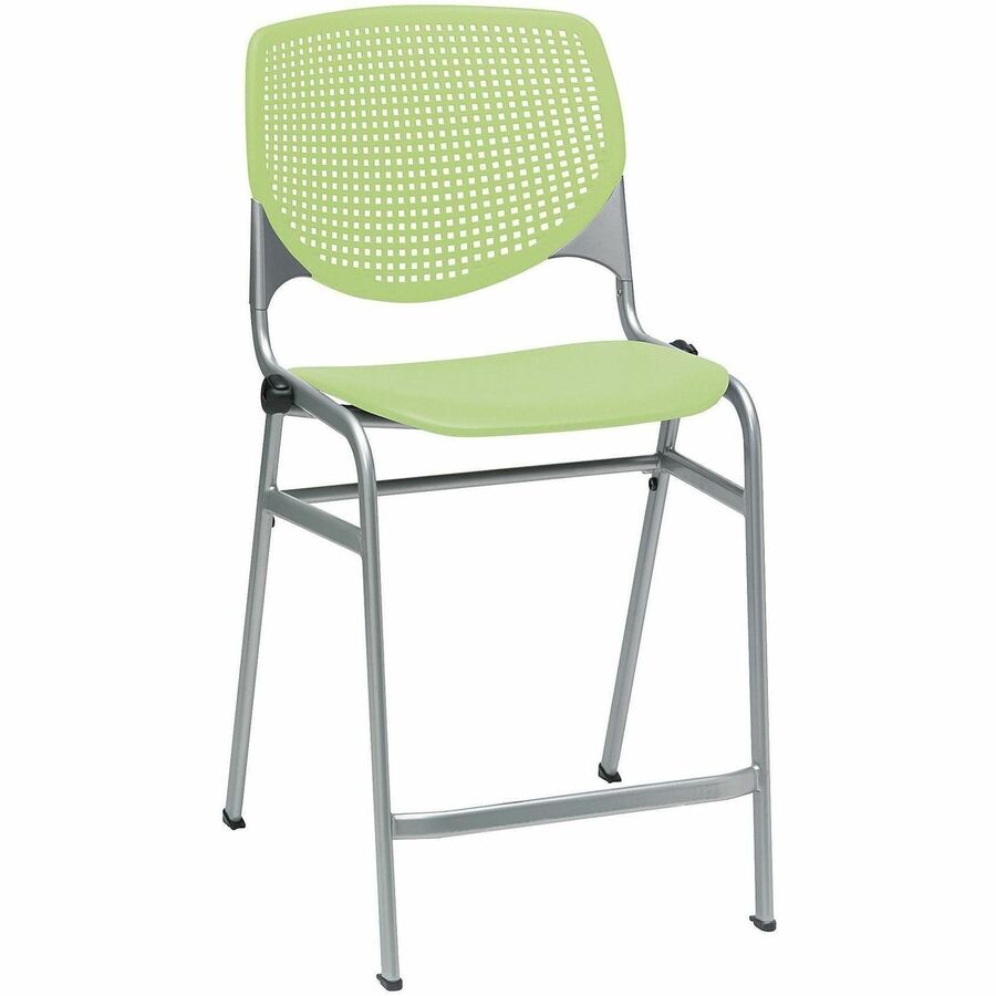 KFI Bar Stool - Lime Green Seat Color - Polypropylene Seat Material - Lime Green Back Color - Polypropylene Back Material - Powder Coated Black Frame Color - Steel Frame Material - Four-legged Base - 1 Each
