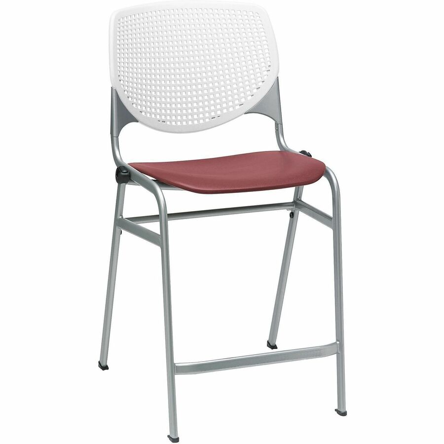 KFI Seating Bar Stool - White, Burgundy - 1 Each