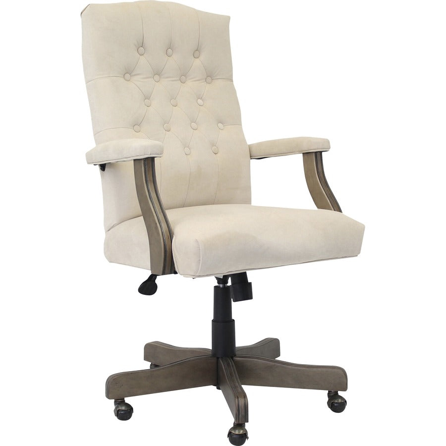 Boss Executive Commercial Linen Chair - Champagne Seat Color - Velvet, Linen Seat Material - Champagne Back Color - Velvet, Linen Back Material - Driftwood Frame Color - Mid Back - 5-star Base - Armrest - 1 Each