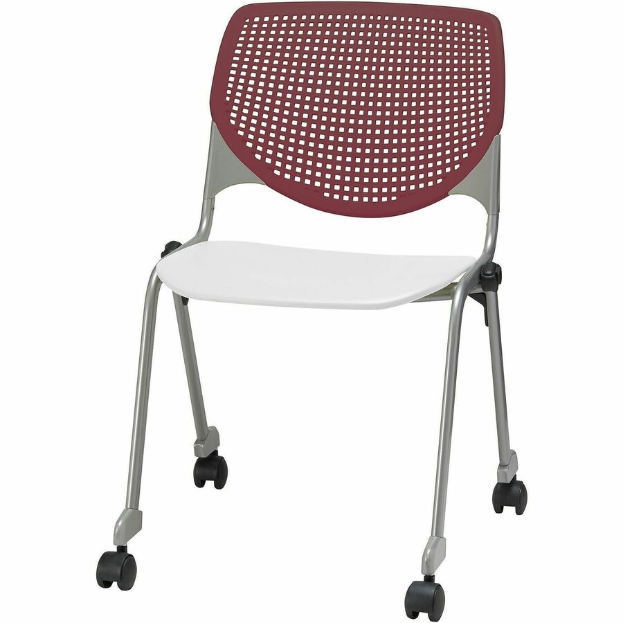 KFI Stacking Chair - Burgundy, White - 1 Each