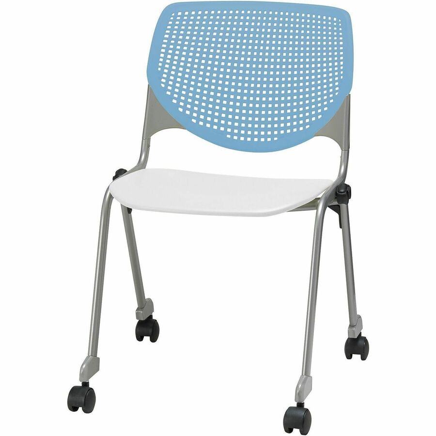 KFI Stacking Chair - Sky Blue, White - 1 Each