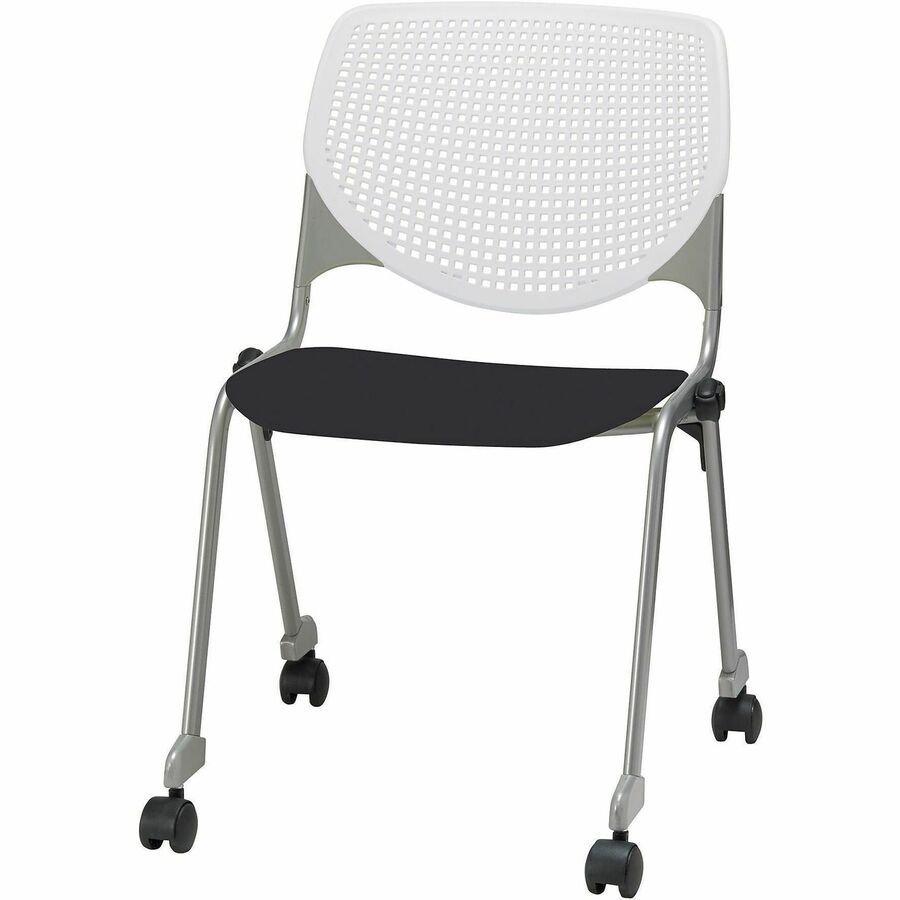 KFI Stacking Chair - Black, White - 1 Each