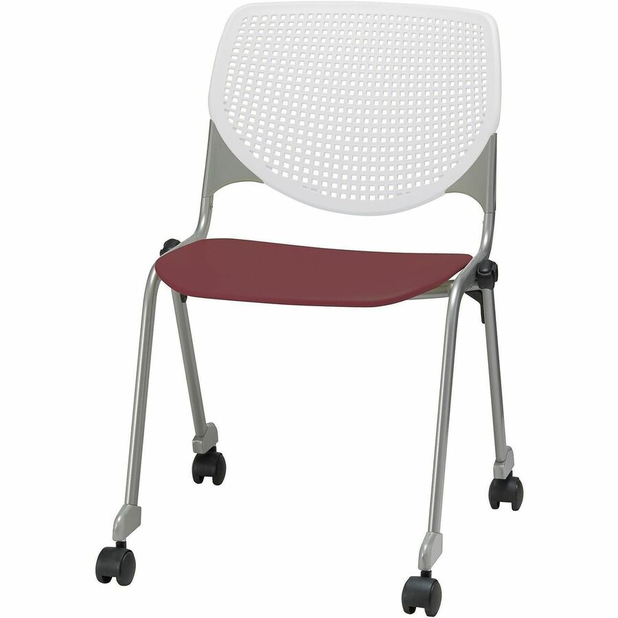 KFI Stacking Chair - Burgundy, White - 1 Each