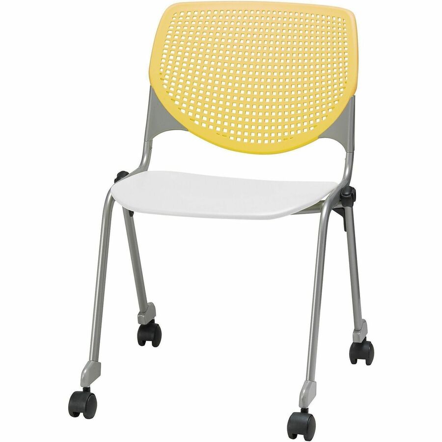 KFI Stacking Chair - Yellow, White - 1 Each