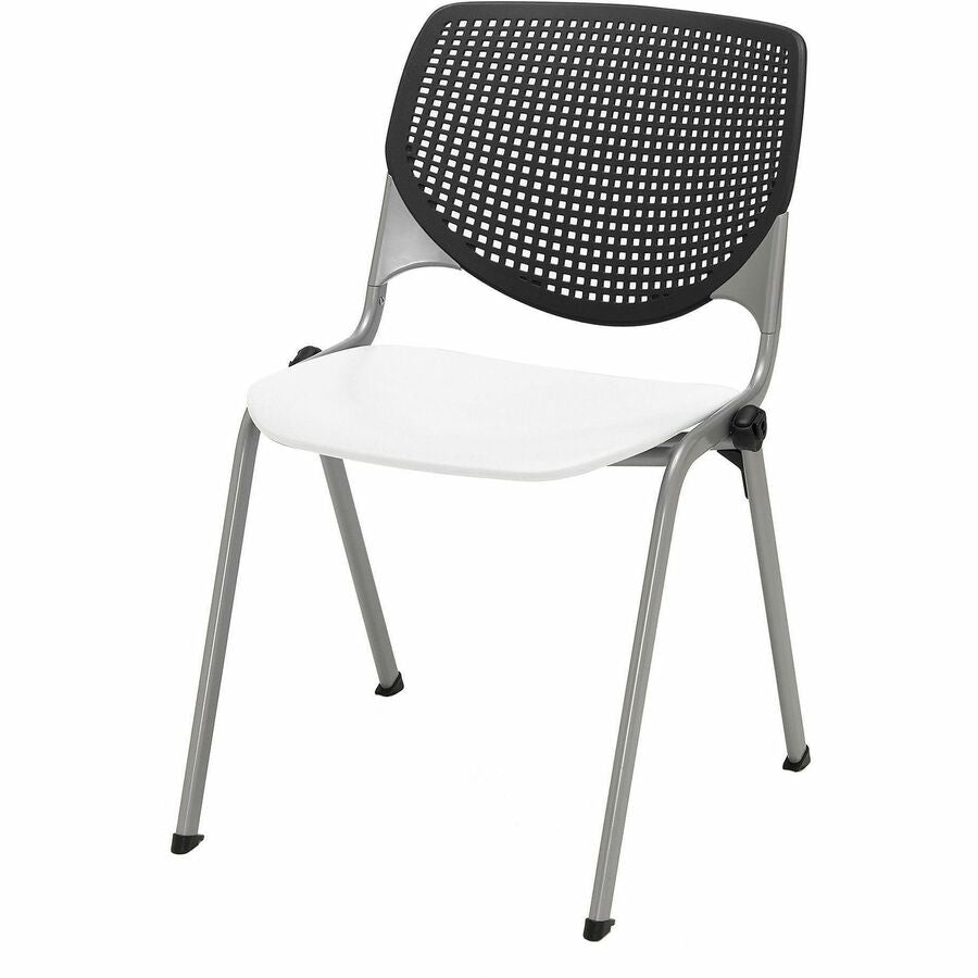 KFI Stacking Chair - Polypropylene Seat Material - Polypropylene Back Material - Steel Frame Material - Four-legged Base - Black, White - 1 Each
