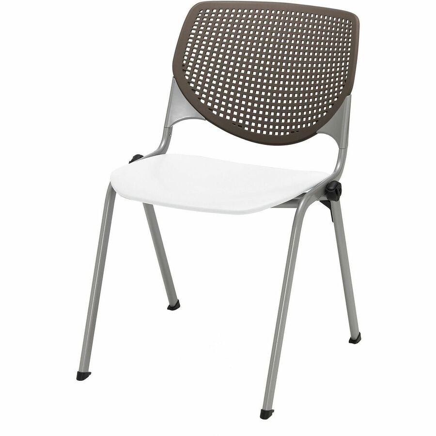 KFI Stacking Chair - Polypropylene Seat Material - Polypropylene Back Material - Steel Frame Material - Four-legged Base - Brownstone, White - 1 Each
