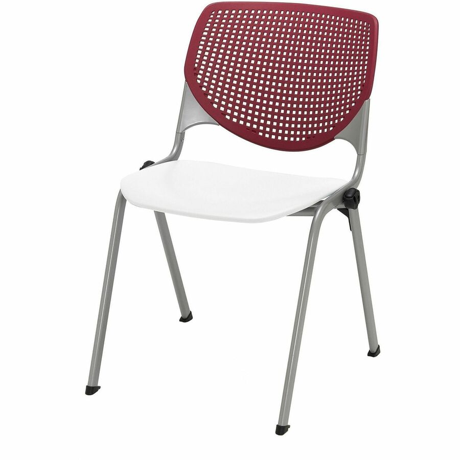 KFI Stacking Chair - Polypropylene Seat Material - Polypropylene Back Material - Steel Frame Material - Four-legged Base - Burgundy, White - 1 Each