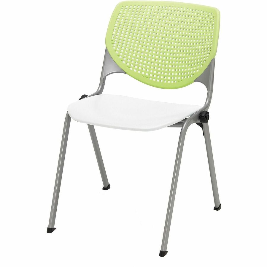 KFI Stacking Chair - Polypropylene Seat Material - Polypropylene Back Material - Steel Frame Material - Four-legged Base - Lime Green, White - 1 Each