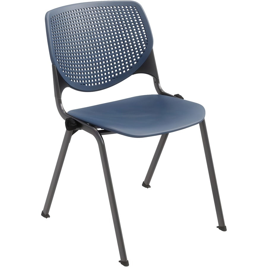 KFI Stacking Chair - Navy Seat Color - Polypropylene Seat Material - Navy Back Color - Polypropylene Back Material - Steel Frame Material - Four-legged Base - 1 Each