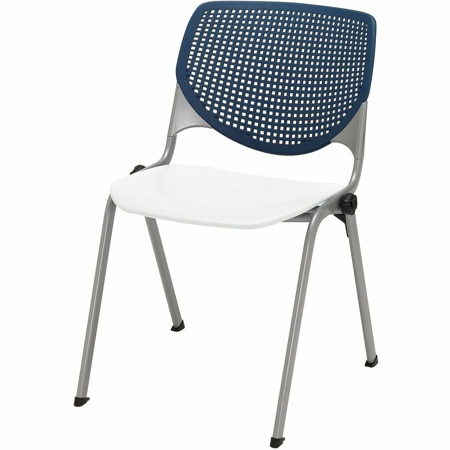 KFI Stacking Chair - Polypropylene Seat Material - Polypropylene Back Material - Steel Frame Material - Four-legged Base - Navy, White - 1 Each