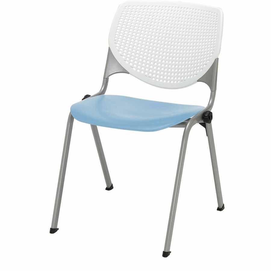 KFI Stacking Chair - Polypropylene Seat Material - Polypropylene Back Material - Steel Frame Material - Four-legged Base - White, Sky Blue - 1 Each
