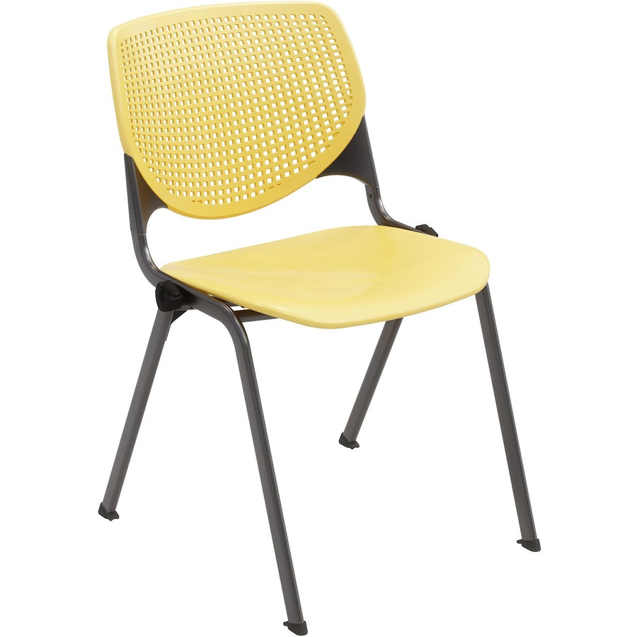 KFI Stacking Chair - Yellow Seat Color - Polypropylene Seat Material - Yellow Back Color - Polypropylene Back Material - Steel Frame Material - Four-legged Base - 1 Each