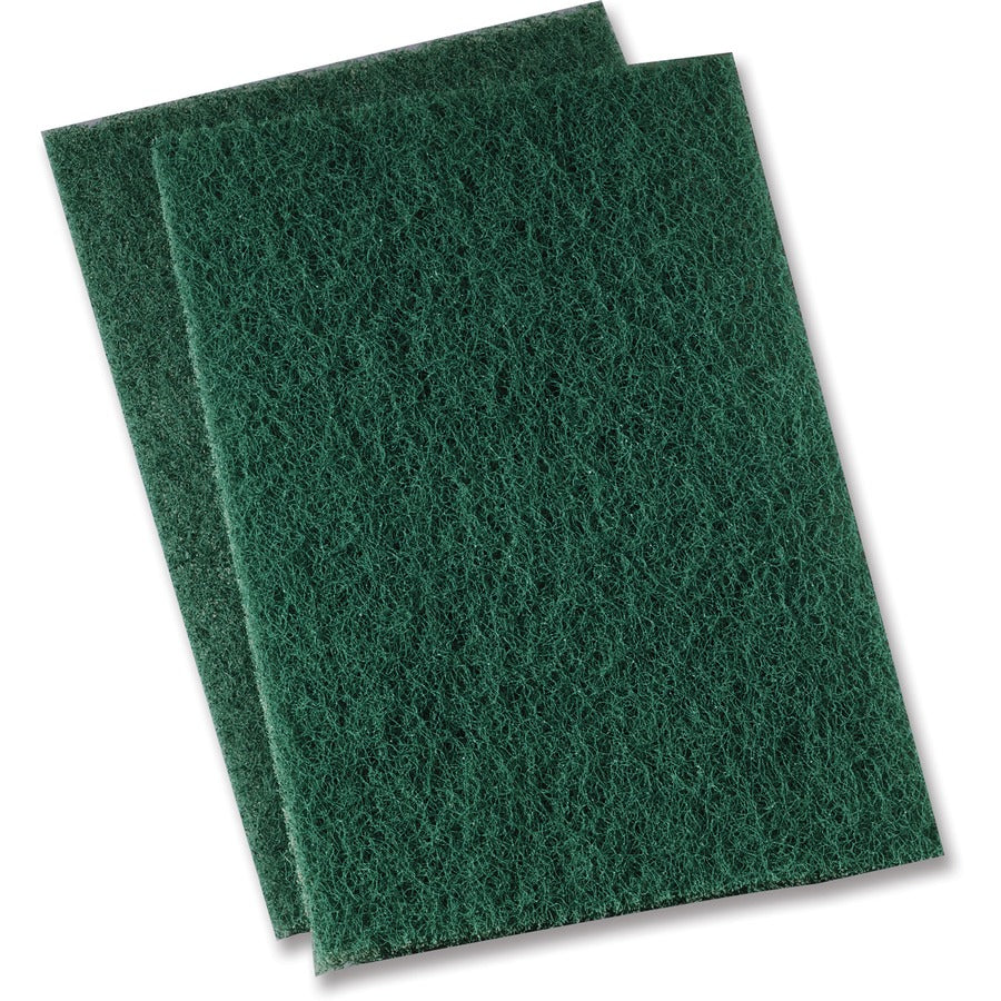 Genuine Joe Heavy-duty Scouring Pad - 9.7" Width x 6.9" Depth - 15 / Carton - Polyester Blend - Green
