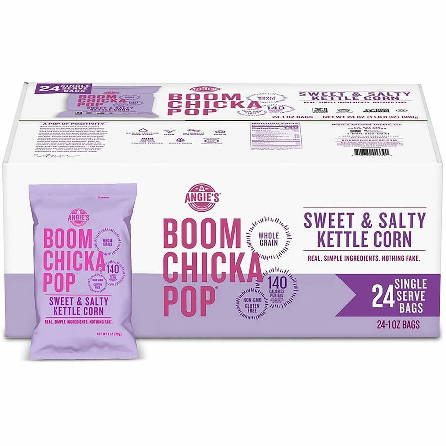 Angie's BOOMCHICKAPOP Ready-To-Eat Popcorn - Gluten-free, Cholesterol-free, No High Fructose Corn Syrup - Sweet and Salty Kettle - 1 Serving Bag - 24 / Carton