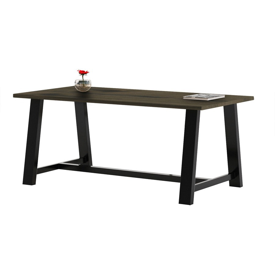 KFI Conference Table - Sawhorse Top - Cross Beam Base - 36" Table Top Width x 72" Table Top Depth - Assembly Required - Barnwood - High Pressure Laminate (HPL) - 1 Each