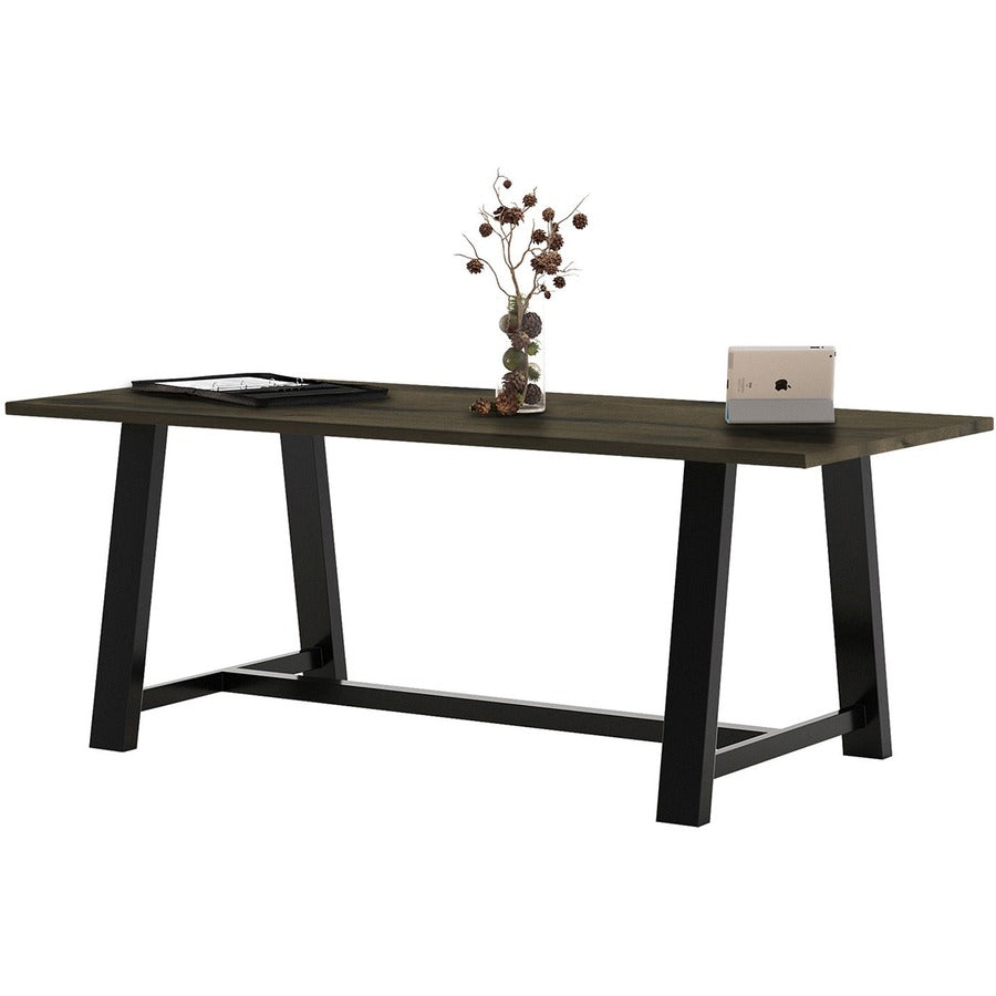 KFI Conference Table - Rectangle Top - Cross Beam Base - 4 Legs - 84" Table Top Length x 36" Table Top Width - Assembly Required - Barnwood - High Pressure Laminate (HPL) - 1 Each