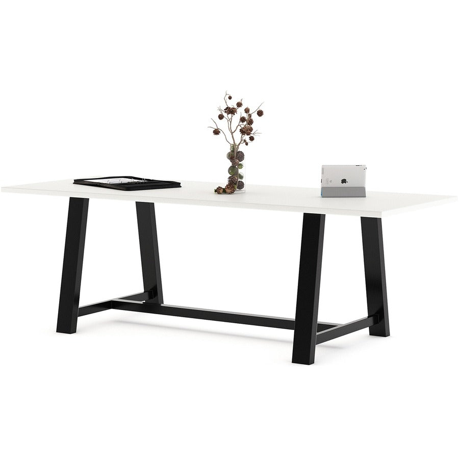 KFI Conference Table - Sawhorse Top - Cross Beam Base - 36" Table Top Width x 96" Table Top Depth - Assembly Required - Designer White - High Pressure Laminate (HPL) - 1 Each