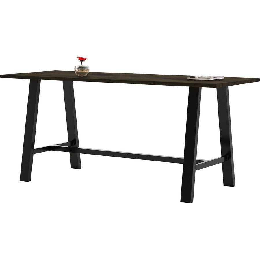 KFI Midtown Base Cafe Table - Rectangle Top - Sawhorse Leg Base - 4 Legs - 84" Table Top Length x 36" Table Top Width - Assembly Required - Espresso - Solid Wood Top Material - 1 Each