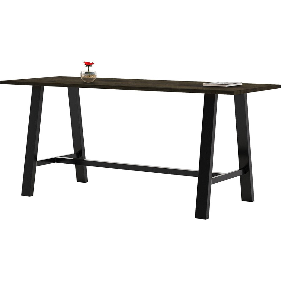 KFI Midtown Base Cafe Table - Rectangle Top - Sawhorse Leg Base - 4 Legs - 96" Table Top Length x 36" Table Top Width - Assembly Required - Espresso - Solid Wood Top Material - 1 Each